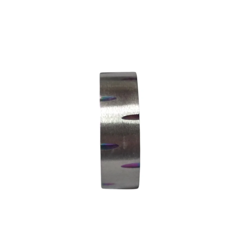 New Stainlees Steel Iridescent Band Ring Size 12